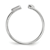 Sterling Silver Rhodium-plated CZ Square and Circle Adjustable Ring